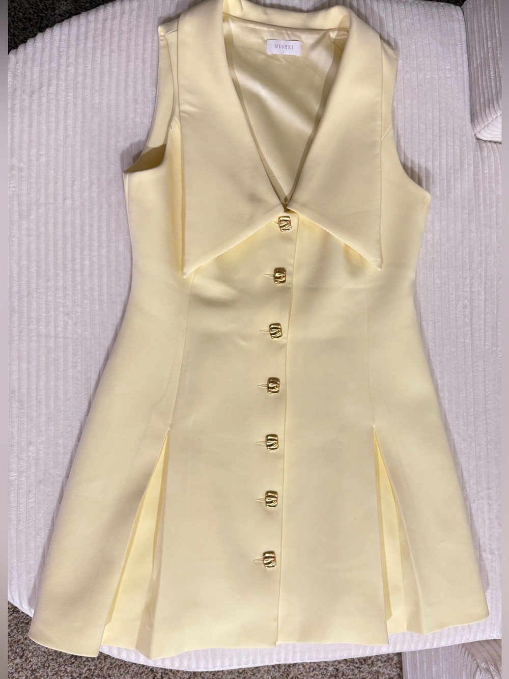 Meshki Oli Sleeveless Mini Dress - Lemon size Large